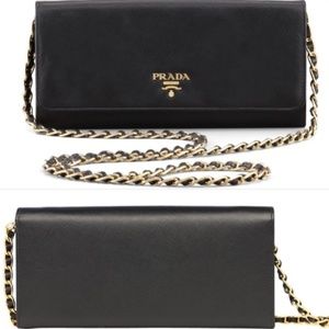 Prada Saffiano Wallet on Chain + Box, Card